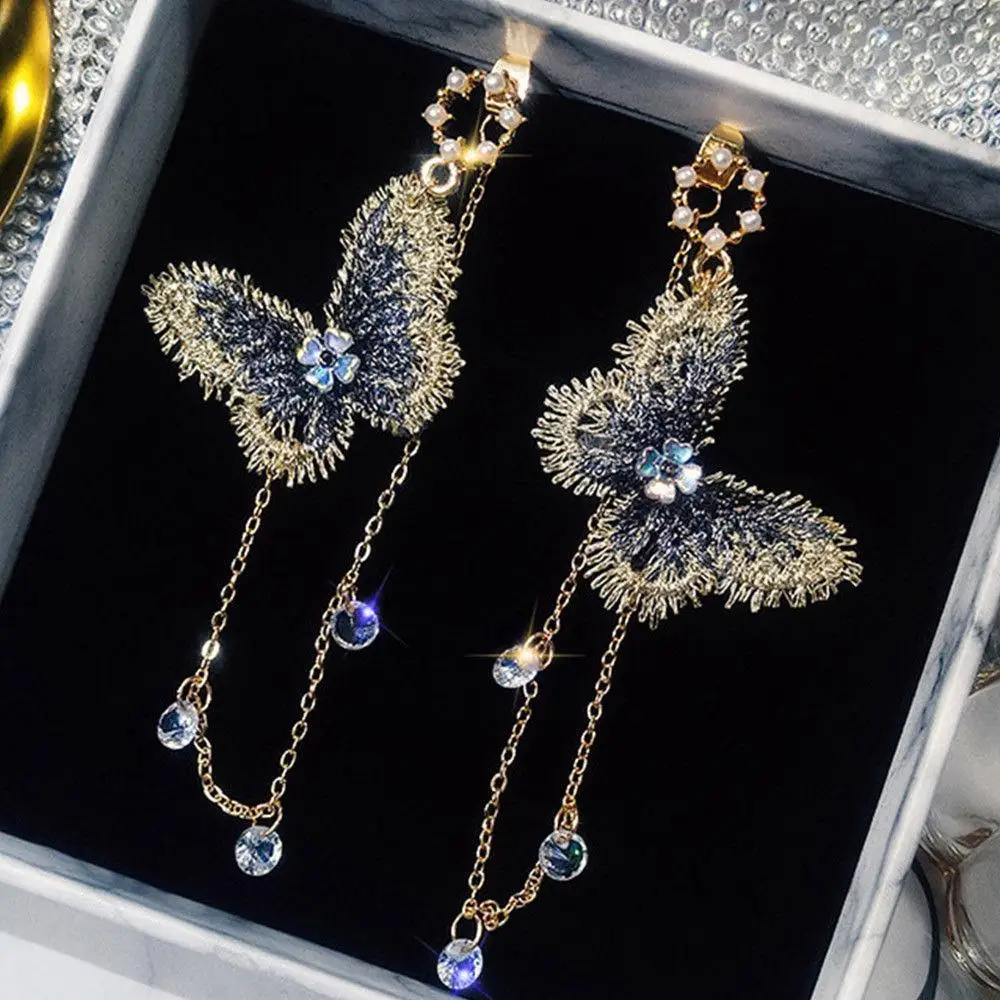 Модная обувь с вышивкой из страз серьги в виде бабочек Для женщин кольцо для