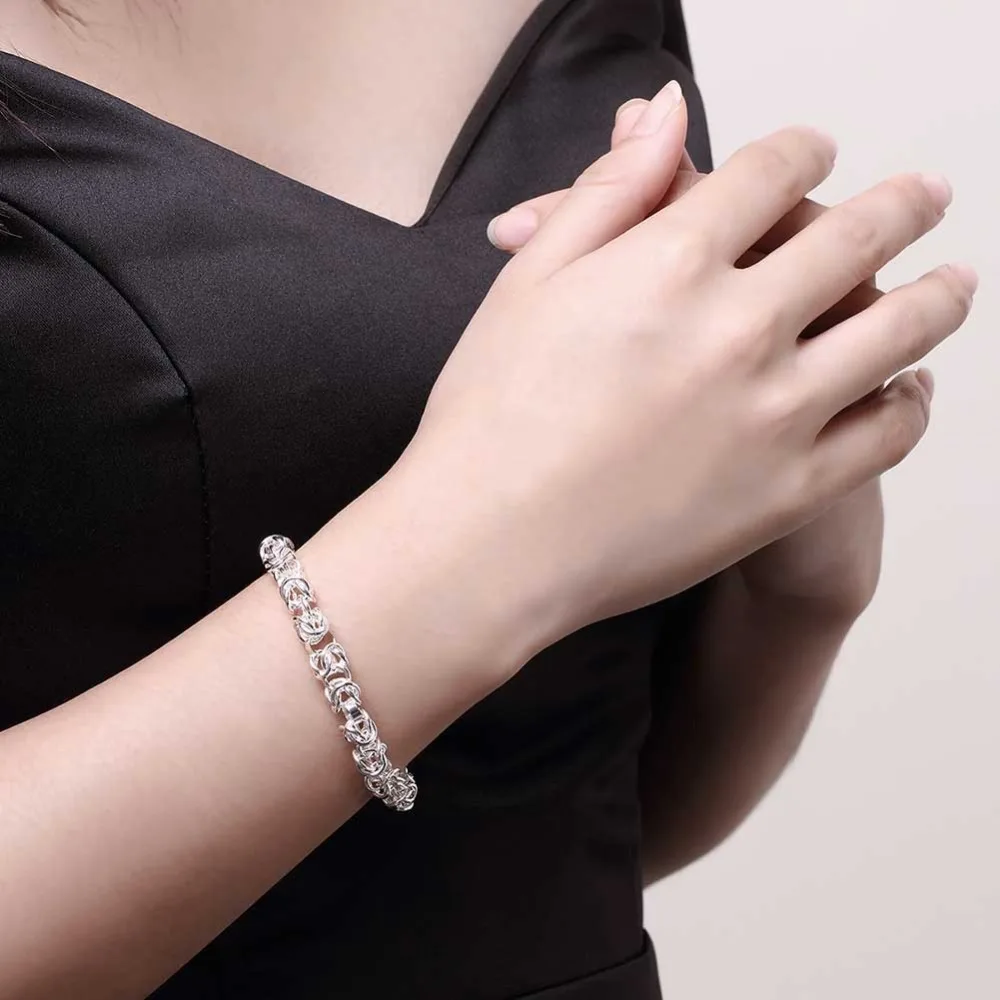 

925 Silver Bracelets For Women Faucet Buckle Round 20cm Accessories Bracelet Jewelry Fine Bracelet Top Quality Wholesale Retail