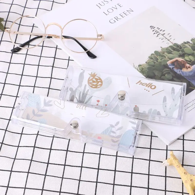 Transparent Reading Glasses Box Cartoon Plastic Eyeglasses Case Storage Protective Portable Random delivery S/L | Аксессуары для