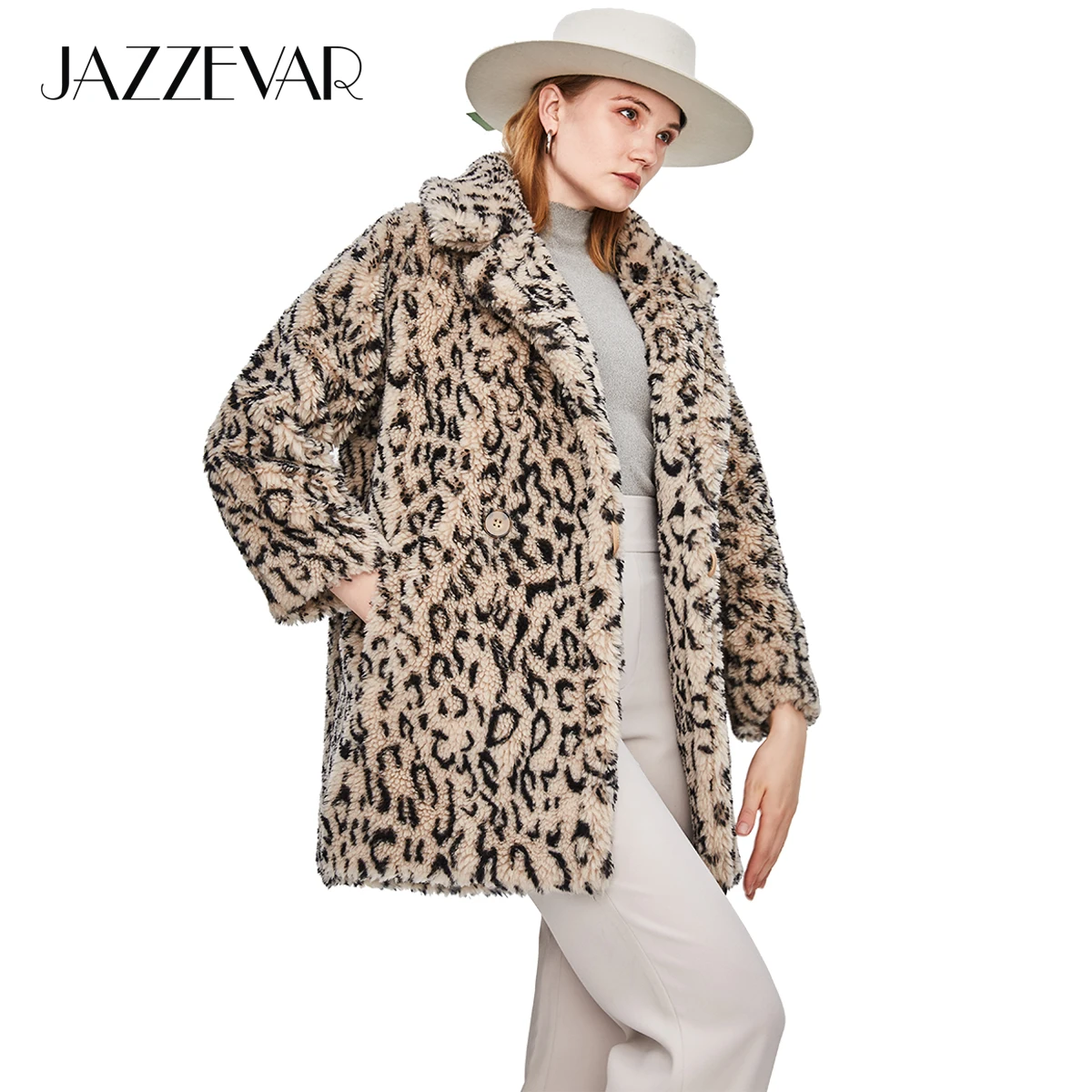 JAZZEVAR 2019 Зима новая куртка женская мода плюшевый медведь пальто с изображением