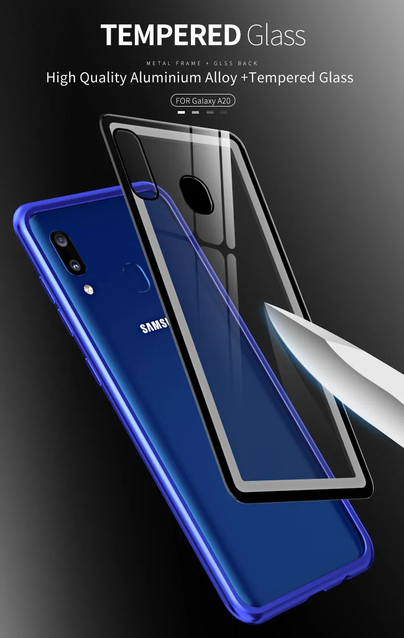 Металлический бампер для Samsung A50 A30 A70 A60 A40 A20 A10 алюминиевый сплав бампер чехол закаленное стекло задняя крышка для Samsung A 50 30 70