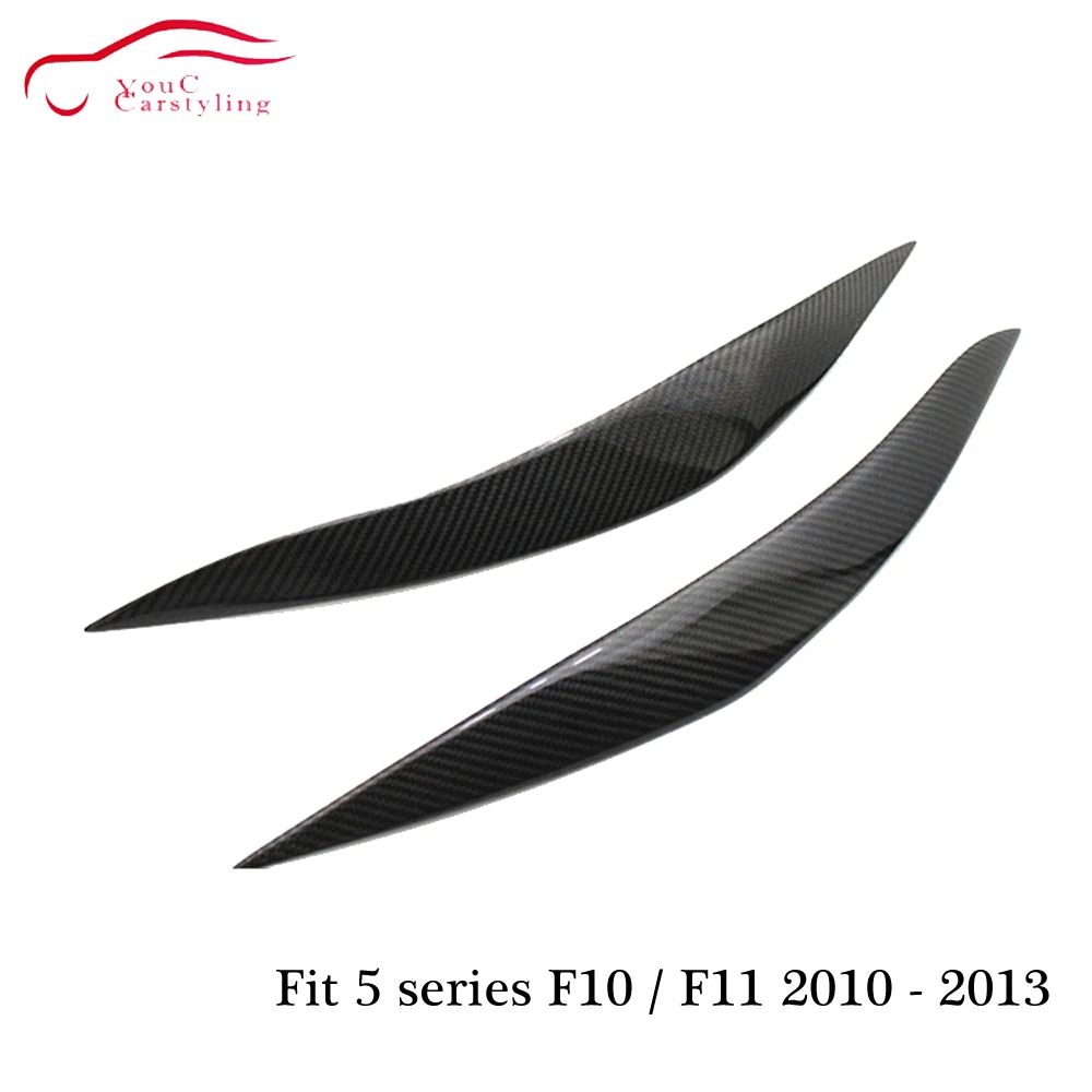 F10 Carbon Fiber Headlight Eyelids Eyebrow for BMW 5 Series Front Headlamp Trim Cover 2010 - 2013 520i 528i 530i 535i | Автомобили и