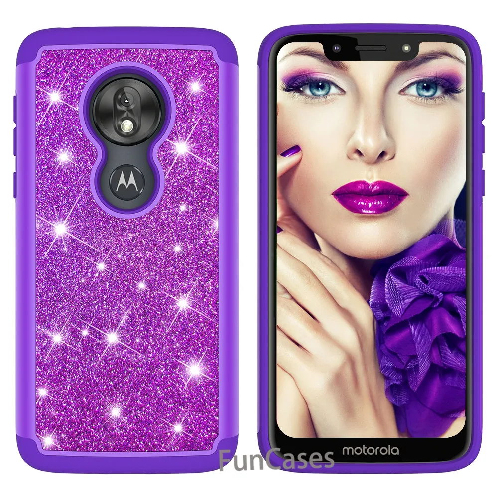 2 in1 расшитые стразами большие размеры кремния Пластик для Motorola Moto G7 Play чехол с