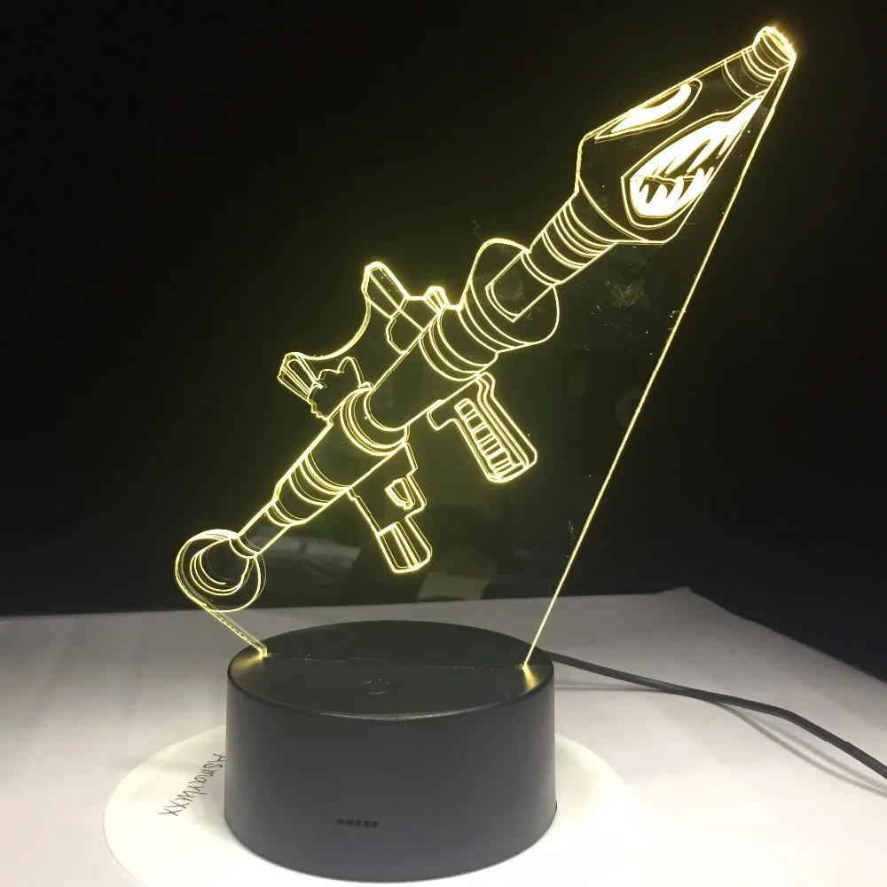 Шрам M4A1 пистолет 3D лампа акриловый кристалл RGBW сменный светодиодный светильник