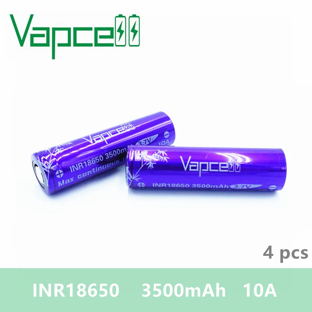 Бесплатная доставка 4 шт. батарея VAPCELL 18650 3500 мАч 10 А литиевый аккумулятор 3 7 в