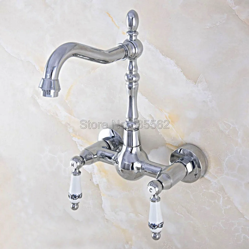 Полированный хромированный латунный поворотный носик смеситель для раковины в