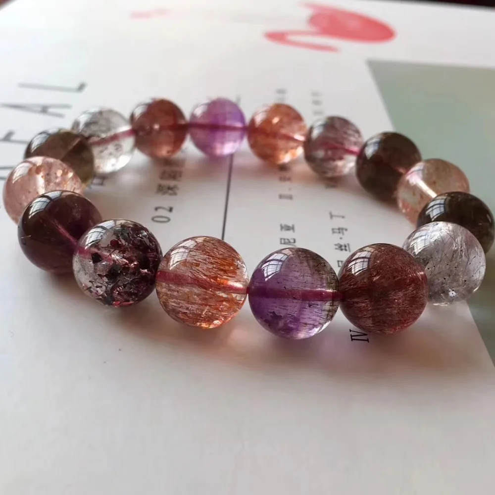 Натуральный Lepidocrocite кварца Rutilated супер семь 7 красный 13 5 мм женщина мужчина