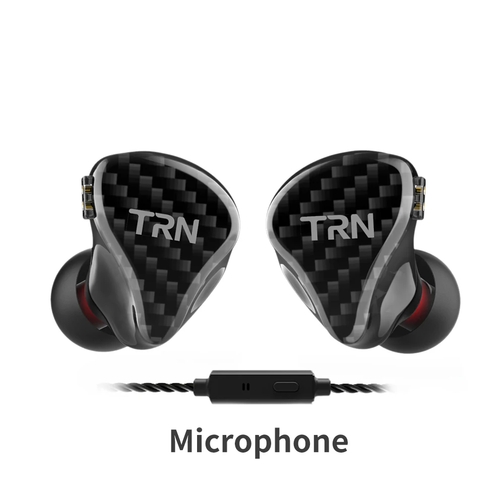 Black with mic TRN H2 наушники-вкладыши с динамическим приводом и монитором, спортивные наушники для бега, бас HIFI наушники-вкладыши, съемные 2-контактные наушники IEM на заказ - Color: Black with mic