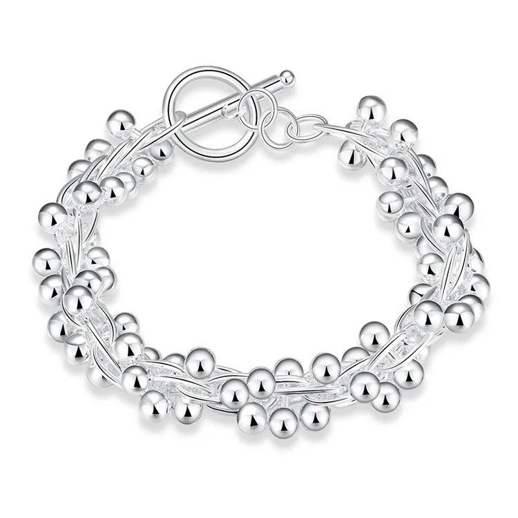 

Silver 925 Jewelry Chain Link Bracelet for Women Fashion Beads Bracelets & Bangles Femme Wedding Gifts Costume Jewelery Bijoux