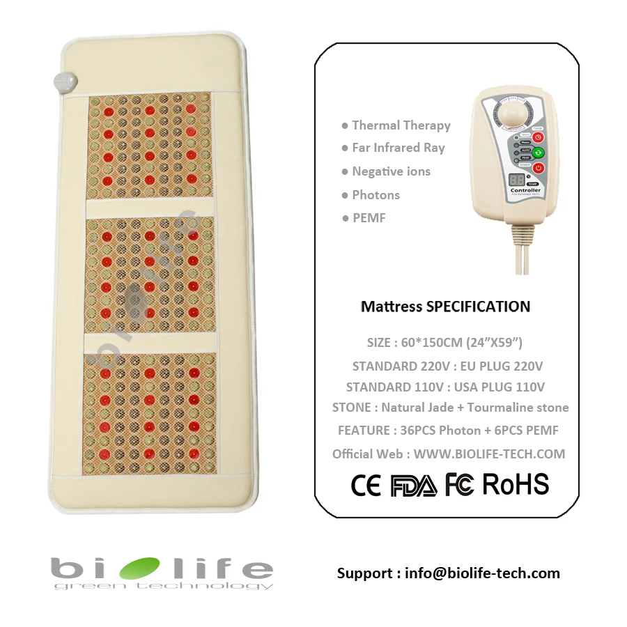 Free Shipping NON-EMF Healing PEMF &amp Photon health jade mattress Infrared Bio Energy Super Long Wave Tourmaline Mattress |