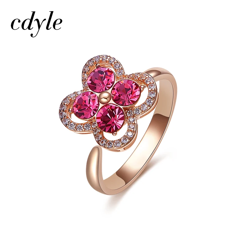 Женское золотое кольцо Cdyle украшенное кристаллами обручальные кольца