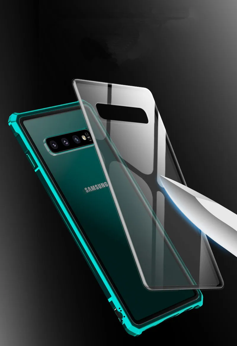 Роскошный металлический бампер защитный чехол для Samsung Galaxy S10 Plus стеклянная