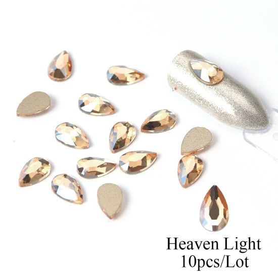 Heaven Light 10 шт 3D Красочные Стразы капля ногтей Дизайн Золотой плоской основе алмазные гелевые Драгоценности для ногтей Аксессуары для маникюра TRA41 - Цвет: Heaven Light