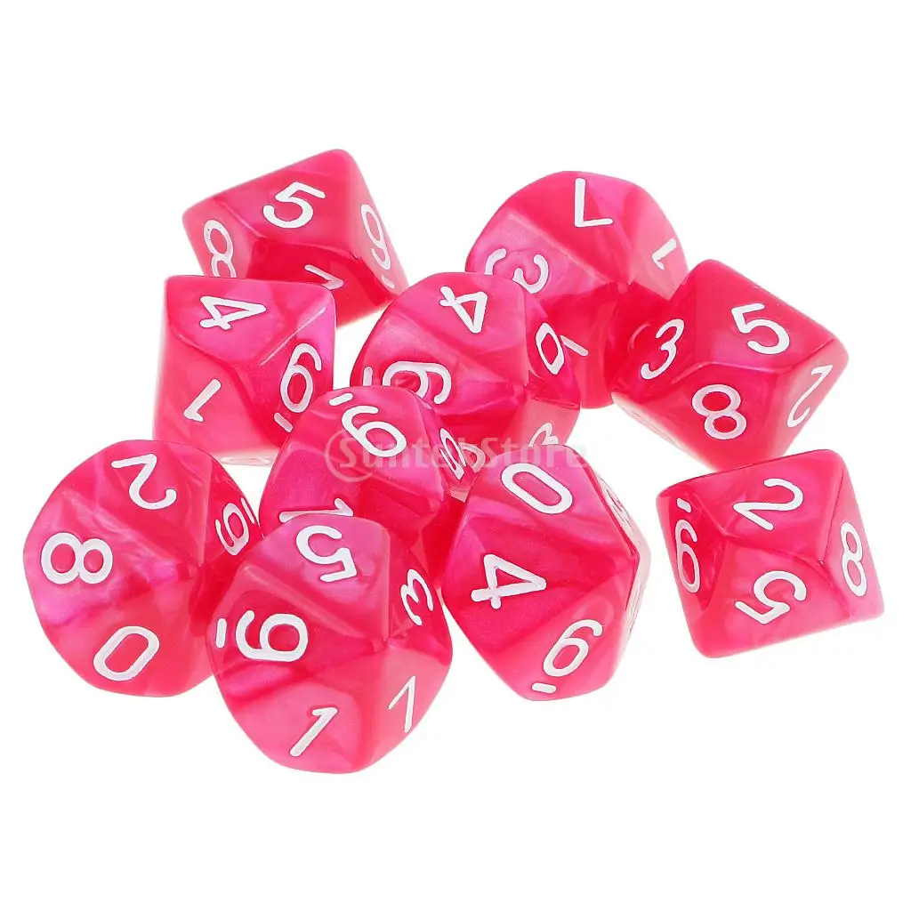 10 шт. сторонние кубики D10 многогранные для Dungeons и Dragons DND RPG MTG Rose|10 sided dice|polyhedral dicedice