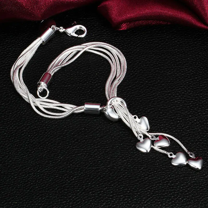 Бесплатная доставка итальянская Серебряная позолота пять сердец ювелирные