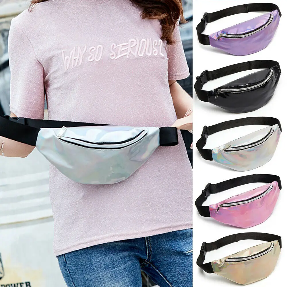 

Sequin Women Waist Bag Fanny Pack Running Zip Belt Money Pouch Holiday Waterproof Female Belt Bag Waist Packs Laser Phone Pouch