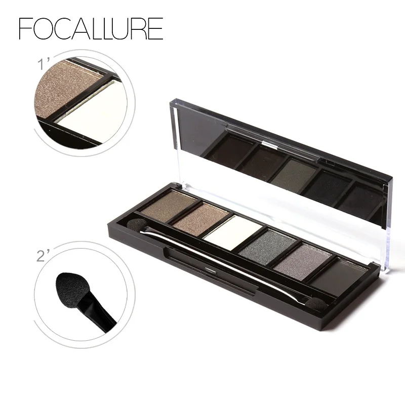 Focallure макияж Giltter мерцающие матовые тени для век Палитра 6 цветов теней с кистью