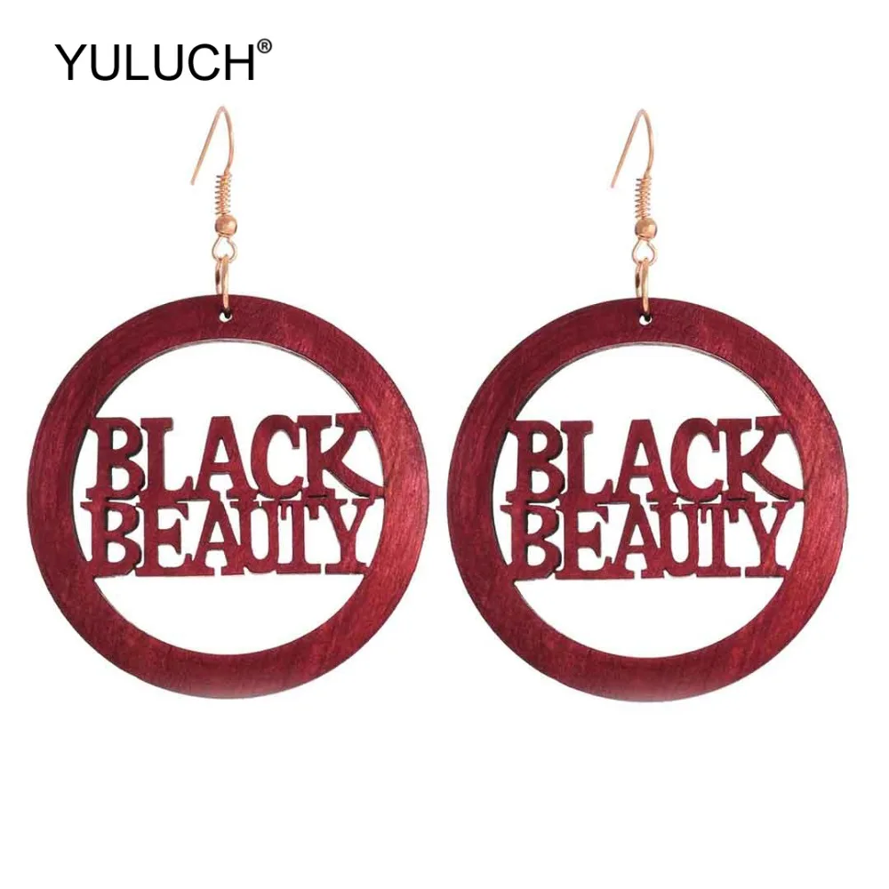 YULUCH 2019 этнические большие круглые деревянные полые буквы черные Красивые