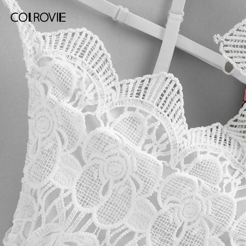 COLROVIE платье с перекрестными бретелями и открытой спиной, цветочный принт, контрастное кружевное платье Boho Cami, женское летнее платье, без рукавов, праздничное мини-платье