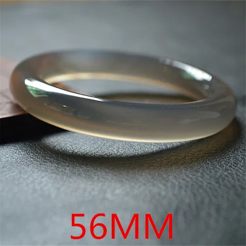 56MM Женские браслеты с широкими полосками, Прямая поставка, натуральные серые браслеты из халцедона, манжета для женщин, для помолвки, танцев, вечеринки, хорошее ювелирное изделие, подарок - Цвет камня: 56MM