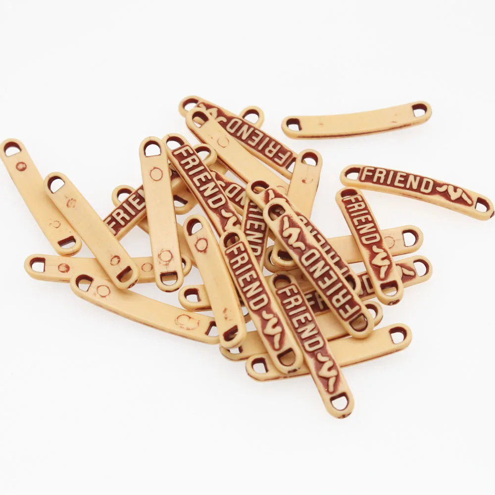 CHONGAI 50Pcs &quotFRIEND&quot LOVE Strip Acrylic Beads Imitation wood colors For Jewelry Making DIY Bracelet 7x38mm | Украшения и