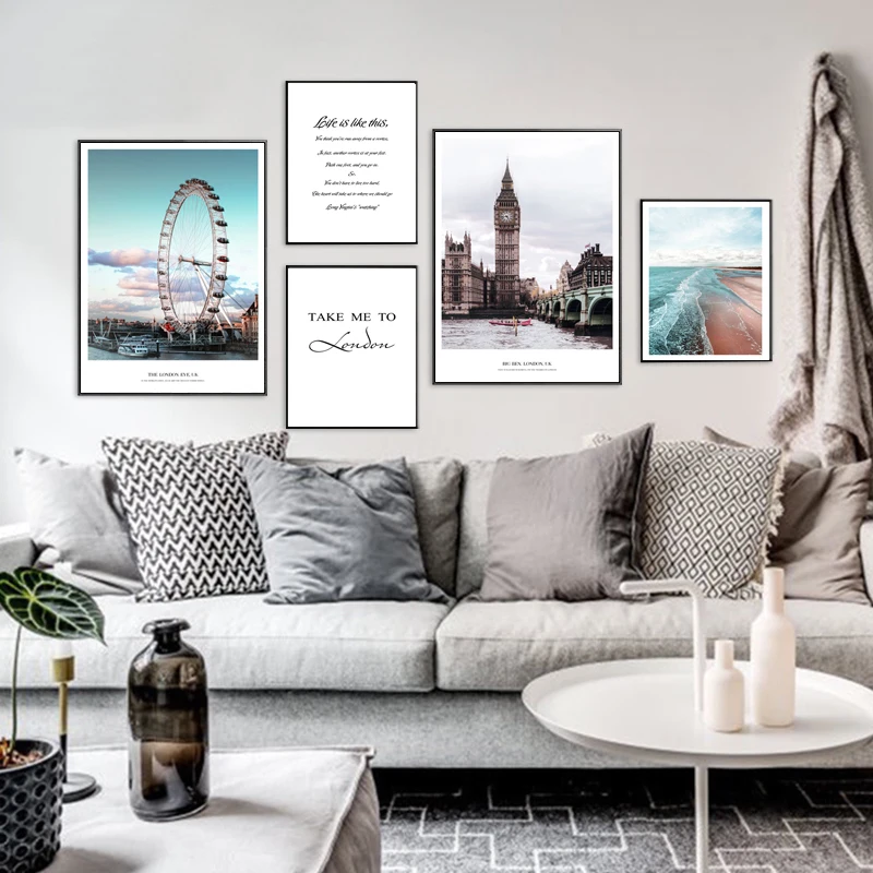 Постер на стену в скандинавском стиле Лондона Биг-Бен картина с текстом и