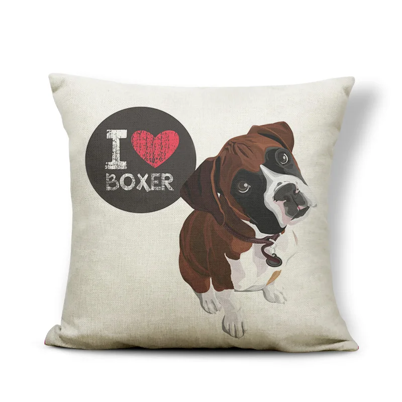 Lovely Bull Terrier Beagle Cushion Covers Boston Boxer Dog Pillow Cases Bulldog Cat Chihuahua Doberman Home Decor | Дом и сад