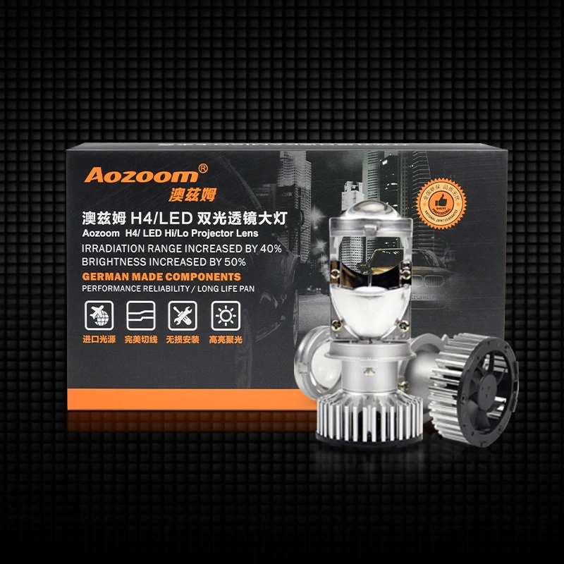 Aozoom хит продаж 2 шт. H4 LED hi lo мини проектор объектив фара для автомобиля прозрачный