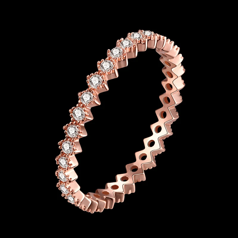 Романтический розовое золото Цвет Свадебные Кольца для Для женщин блестящие