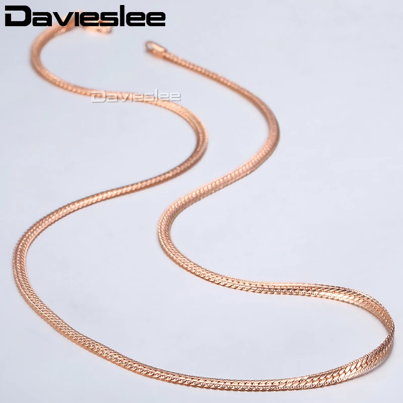 Davieslee мужское и женское ожерелье 585 розовое ожерелье из золотой цепочки для женщин с чеканным бордюром ювелирных изделий мм LGNM40