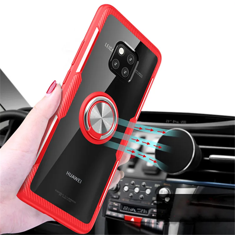 Для huawei P20 P30 Pro mate 20 Lite Honor 7X 8X V20 Play Nova 4 магнитный автомобильный кольцевой противоударный прозрачный чехол