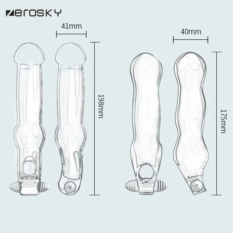 Zerosky многоразовый презерватив черный пенис рукава кольца клиторальный вибратор