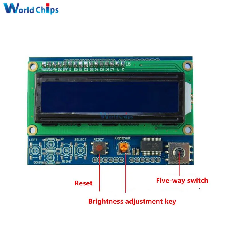 Регулируемая яркость 1602 LCD Shiled IIC I2C MCP23017 5 Клавиатура 16x2 символьный ЖК-дисплей