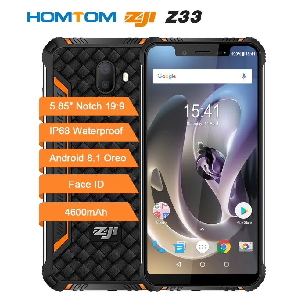 HOMTOM зоджи Z33 Face ID Водонепроницаемый смартфон 5 85 &quot18:9 16MP + 8MP Android 8 1 3 GB 32 4600 mAh