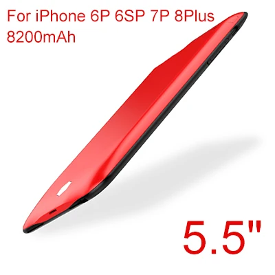 8200 мАч чехол для зарядного устройства для телефона iphone 6 6 s 7 plus внешний аккумулятор чехол для аккумулятора для iphone 8 plus чехол для зарядного устройства - Цвет: Красный