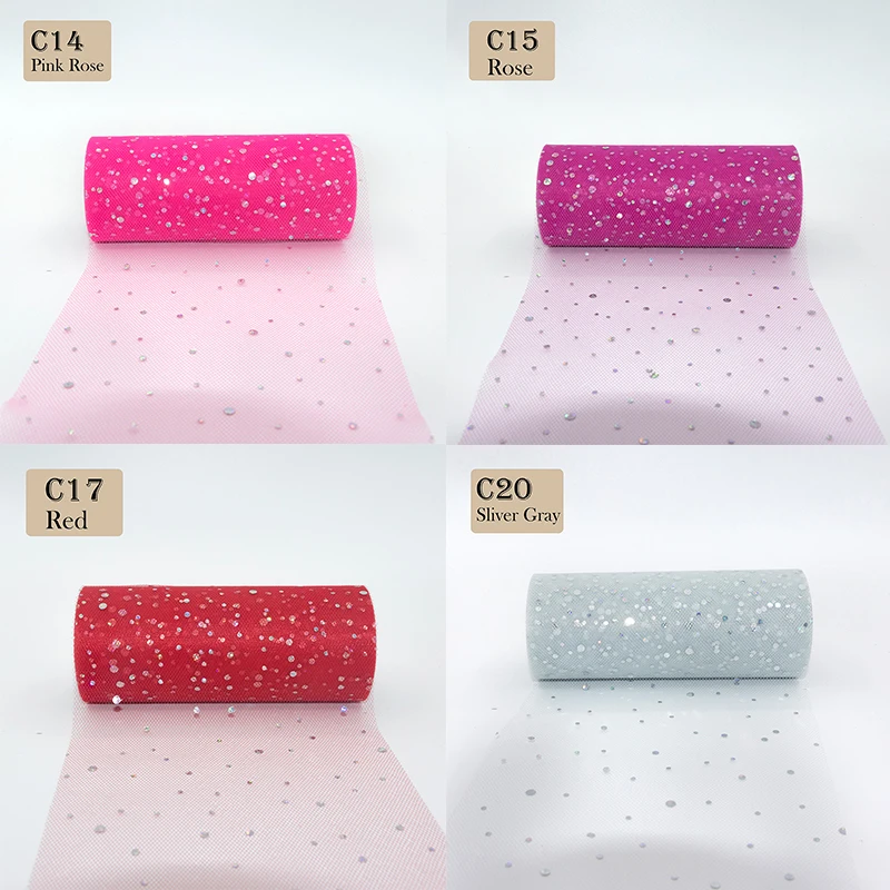 15cm*22m Glitter Sequin Tulle Roll Tutu Fabric Wedding Decoration Organza 25 Yards Birthday Party Supplies | Дом и сад
