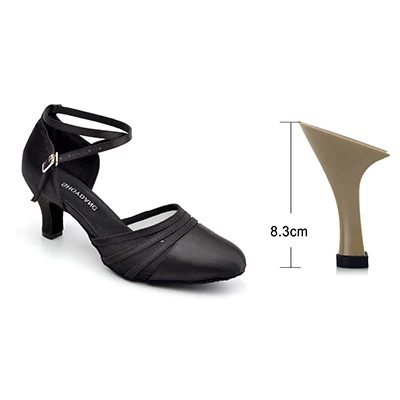 Black 8.3cm SHOYDANC абрикосовый/черный пятнистый для женщин туфли для латинских танцев удобная мягкая подошва Профессиональная Обувь для танцев сальса бальные - Цвет: Black 8.3cm