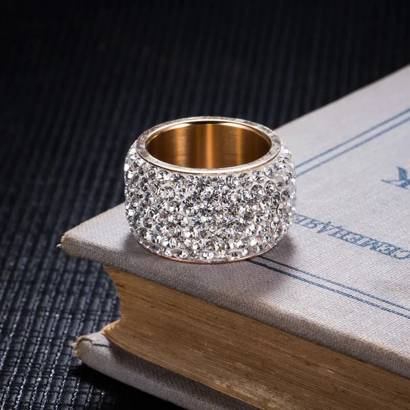 ZORCVENS New Fashion Rose Gold-Color Rhinestone Rings for Women Zircon Jewelry Stainless Steel Ring Jewellery | Украшения и