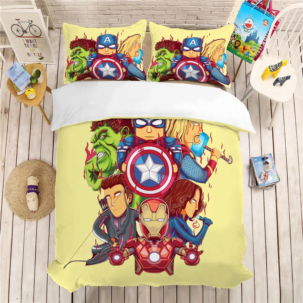 Disney мультфильм Мстители Детский Комплект постельного белья мальчик девочка пододеяльник наволочки один двойной полный королева король размер подарок