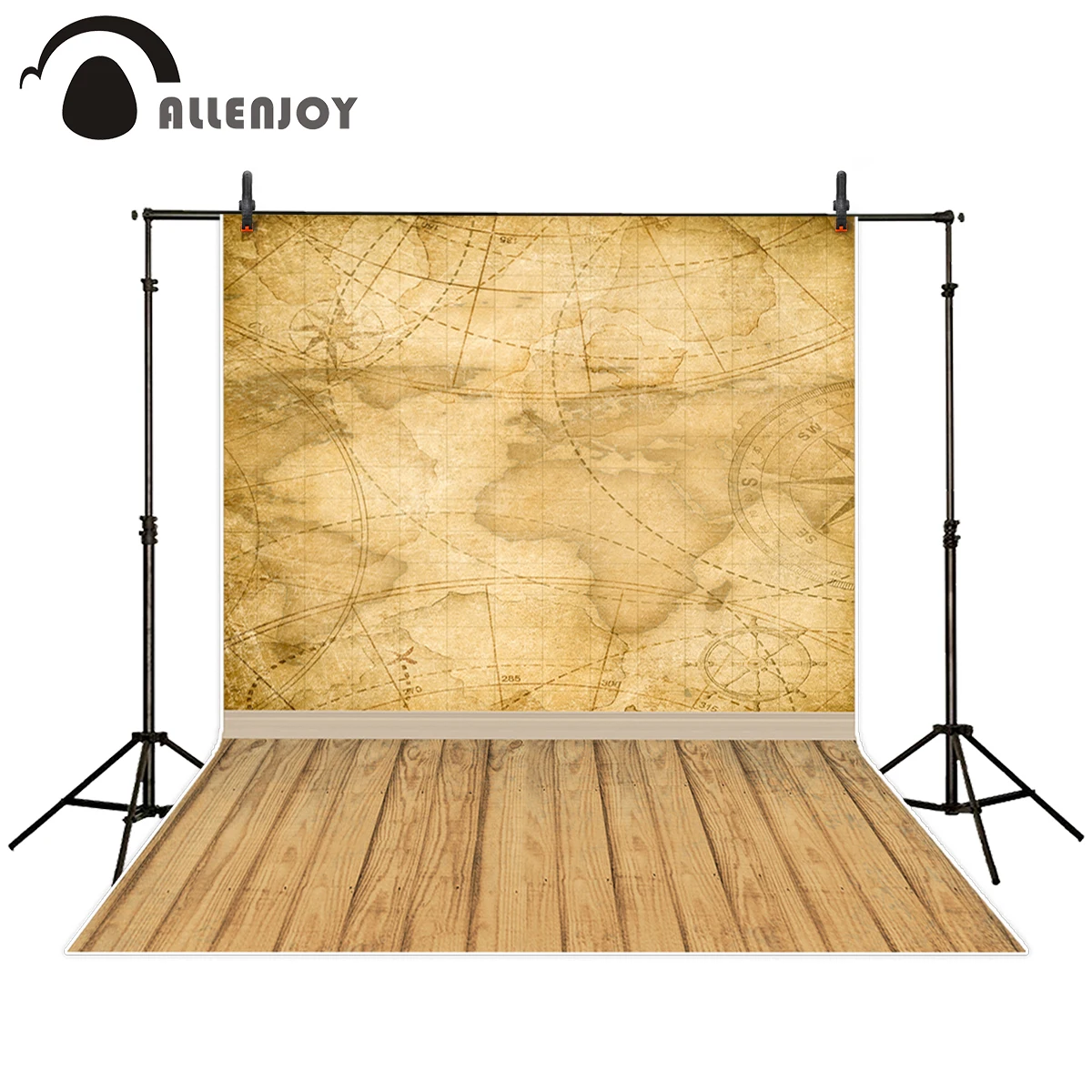 

Винтажный фон для фотосъемки Allenjoy с изображением деревянной карты мира