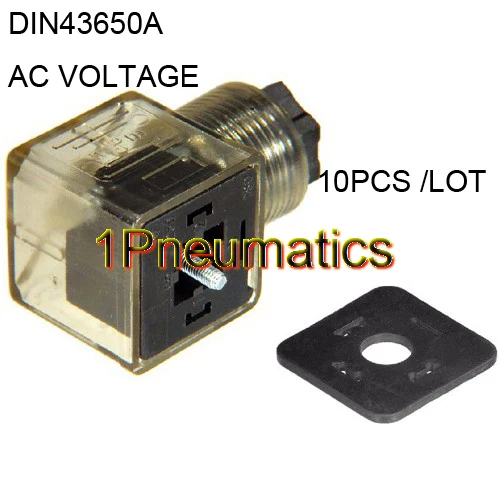 Enchufe de línea Din 43650-A para bobinas de solenoide de válvula, conector DIN43650A, indicador Led de voltaje de CA, 10 unids/lote, Envío Gratis