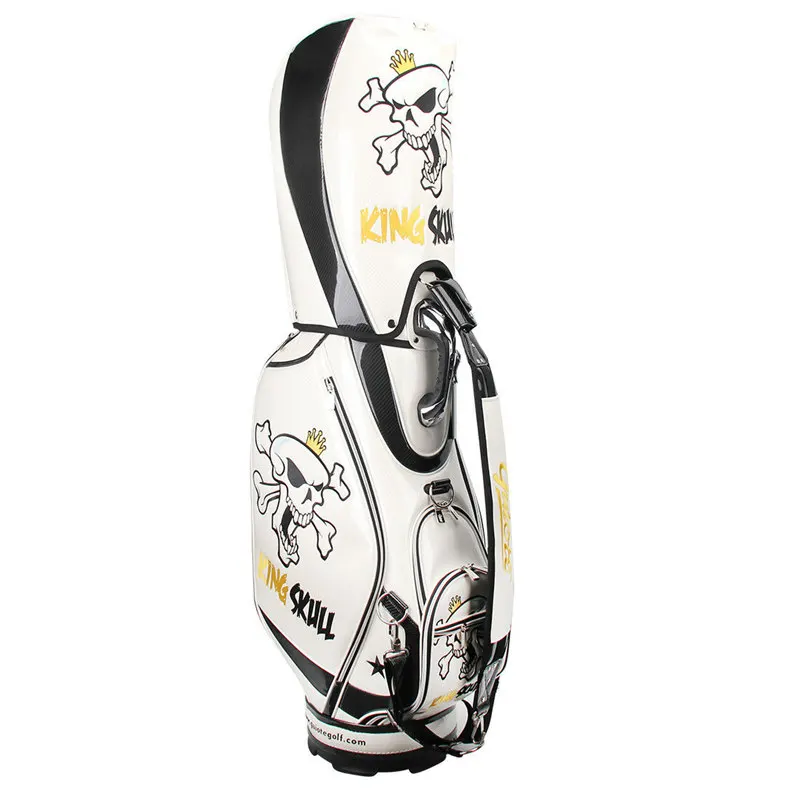 [2 цвета] KING SKULL& X-Bones Golf Caddie сумка для клюшек PU кожаная сумка для гольфа с дождевиком 5-way для мужчин и женщин