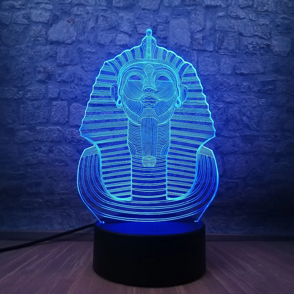 Новинка 3D Египетский Сфинкс Фараон RGB 7 цветов градиентная Ночная лампа Bulbing Mood