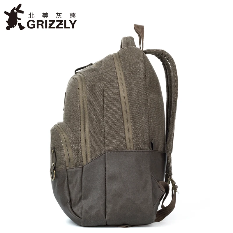 GRIZZLY мужской холщовый рюкзак для ноутбука Mochila мальчиков подростков школьные сумки повседневные