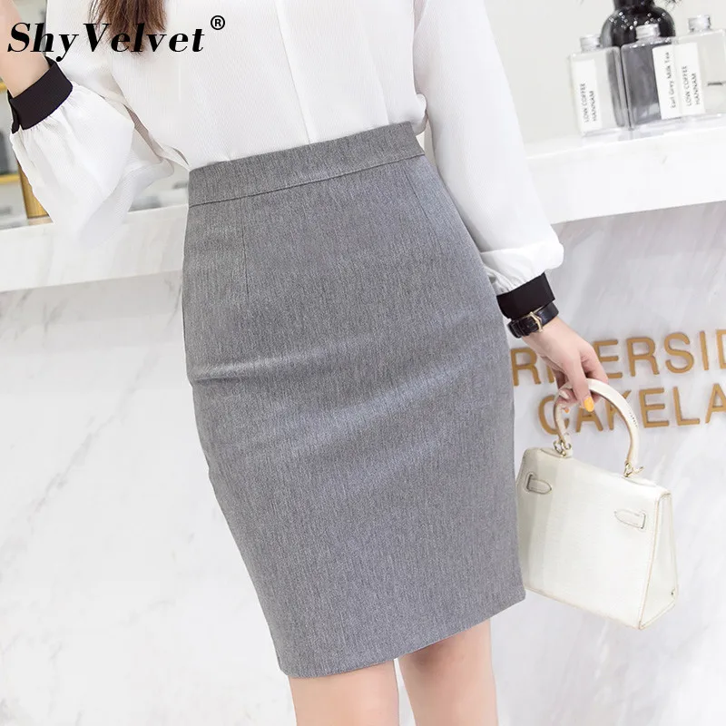 gray skirt Офисный стиль, для работы, юбки для девушек, элегантные, формальные, миди юбки-карандаш, серые, черные, красные, деловые, Облегающие юбки размера плюс XXXL - Цвет: gray skirt
