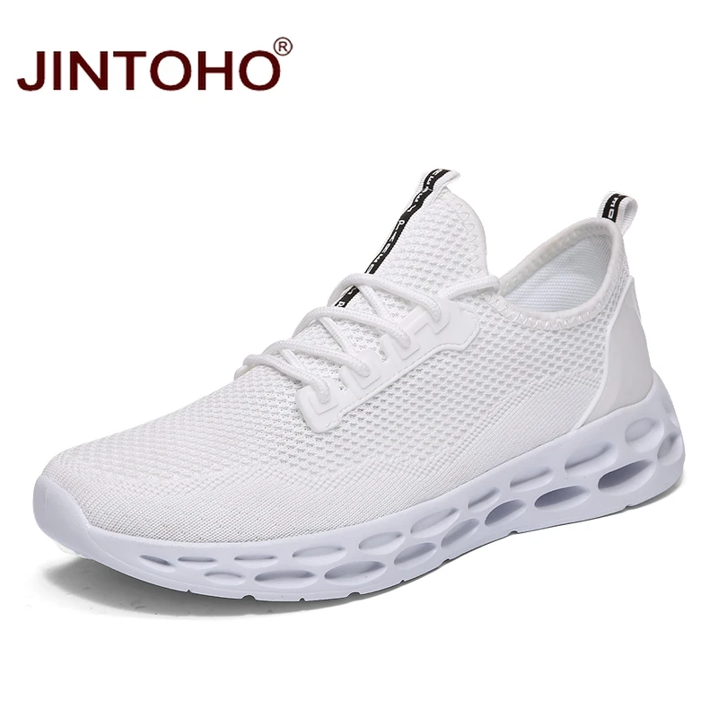 white JINTOHO/дышащая модная мужская обувь; повседневная мужская обувь; брендовая мужская повседневная обувь; недорогие мужские кроссовки; zapatillas hombre - Цвет: white