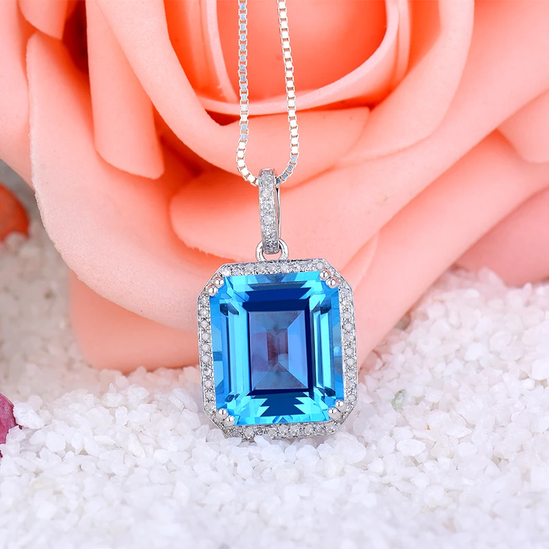 Подвеска 12x14 мм ESR15 из белого золота с изумрудной огранкой|pendant white gold|pendant goldpendant