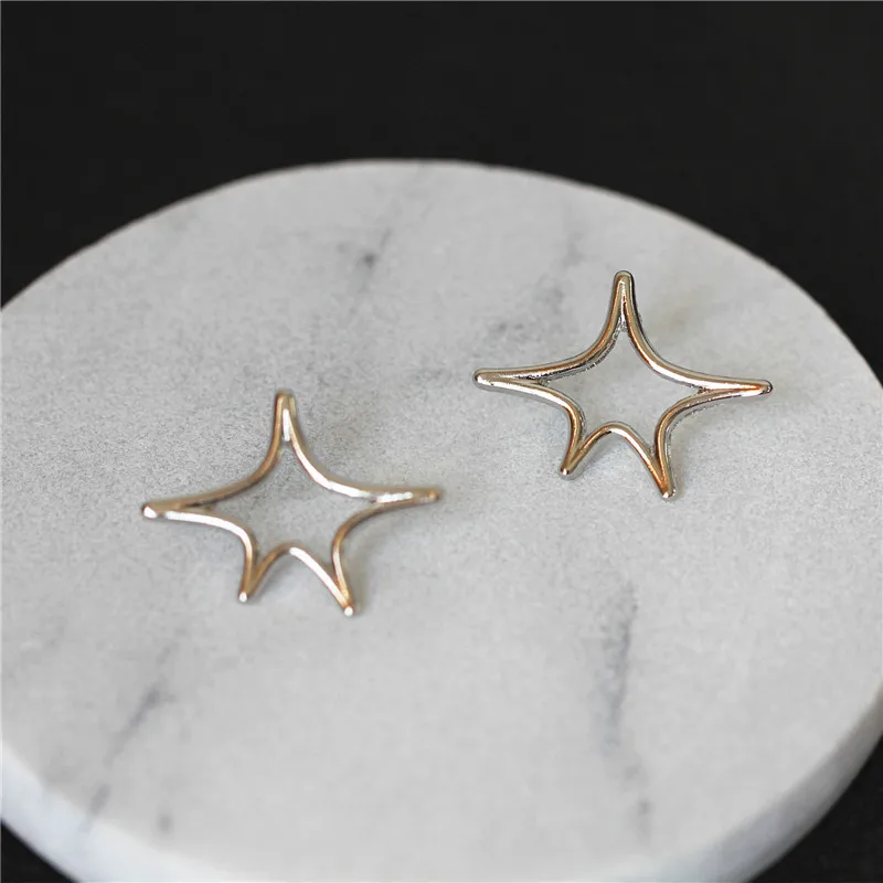 1 пара модные стильные женские серьги-гвоздики с пятиконечной звездой из