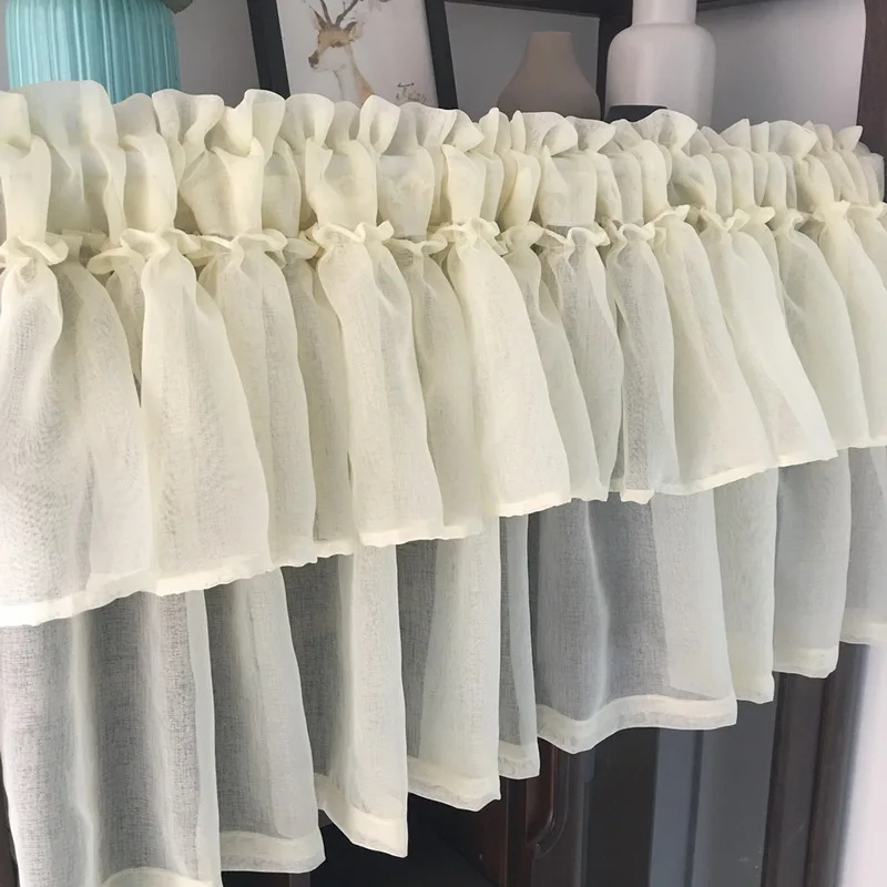 Однотонная Короткая занавеска Valance для декора гостиной кухни двери стола