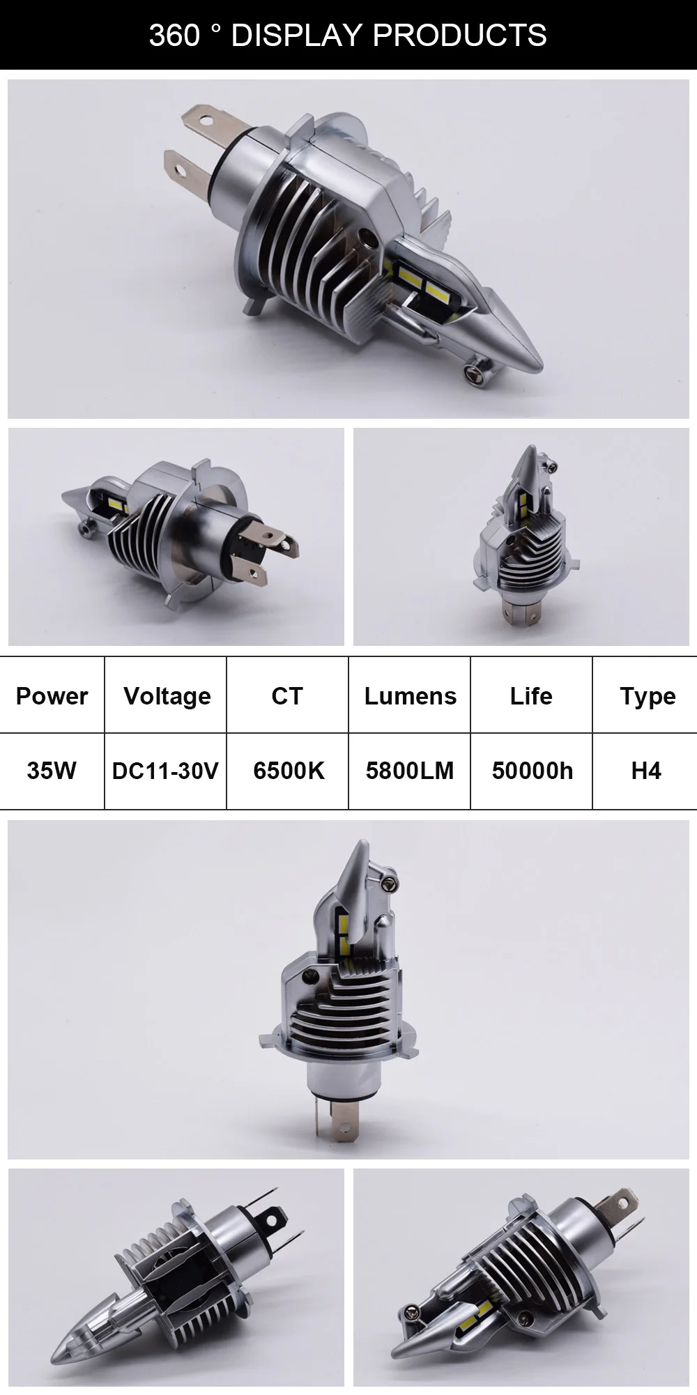 EURS 2 шт. истребитель H4 светодиодный лампы 12V 24V 6500K 5800LM Высокий Низкий Луч света H4 светодиодный светильник истребитель Форма 1:0 Размеры Оригинальная лампа для освещения